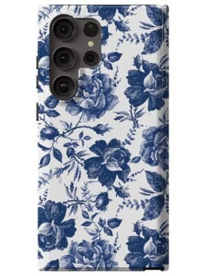 Rose to Fame | Blue & White Rose Floral Samsung Case