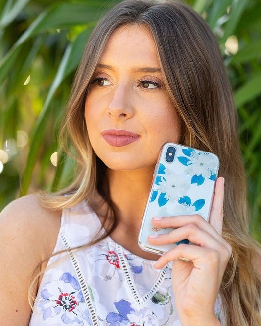 Forget Me Not | Blue and Gold Clear Floral Case