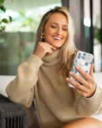 Blue and Gold Clear Floral Samsung Case