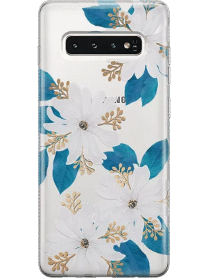 Blue and Gold Clear Floral Samsung Case