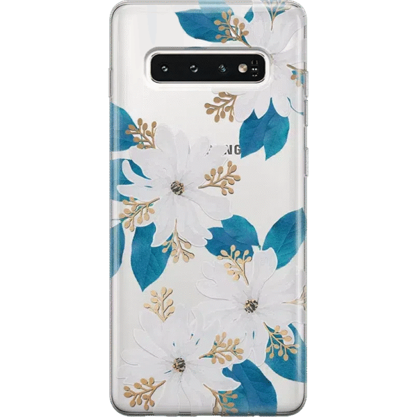 Blue and Gold Clear Floral Samsung Case