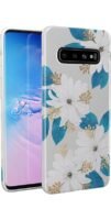Blue and Gold Clear Floral Samsung Case