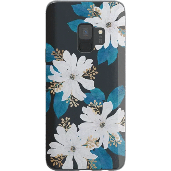 Blue and Gold Clear Floral Samsung Case