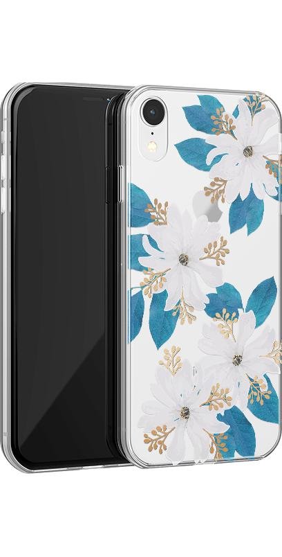 Forget Me Not | Blue and Gold Clear Floral Case
