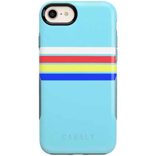 Totally Groovy | Teal Rainbow Stripes Color Block Case