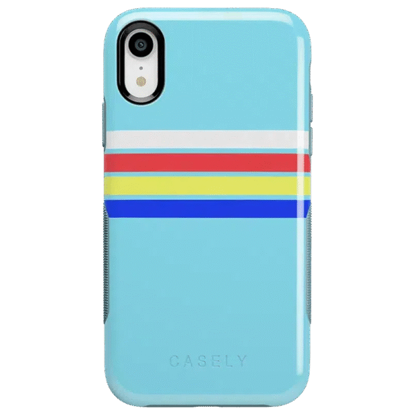 Totally Groovy | Teal Rainbow Stripes Color Block Case