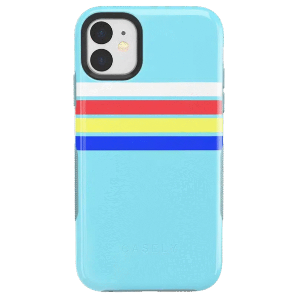 Totally Groovy | Teal Rainbow Stripes Color Block Case