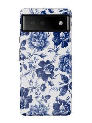 Rose to Fame | Blue & White Rose Floral Google Pixel Case